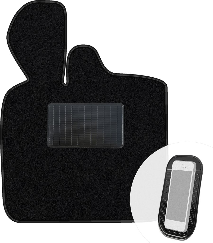 moto-MOLTICO Fahrer Fußmatte Auto Velours Fahrerseite Autoteppiche Schwarz Fahrermatte 1-teilig passend für Smart ForTwo I 1998-2007