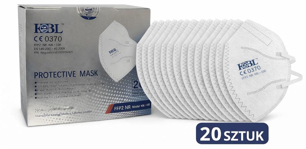 ROUŠKA FFP2 , 5 VRSTEV, BÍLÁ, KBL+100, CE0370 – 20 kusů Obrázek produktu 