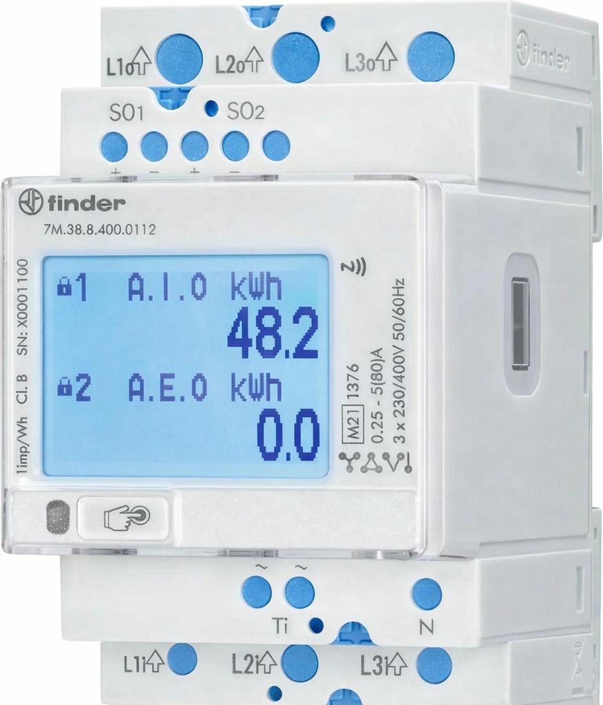 Contatore di energia multifunzione Finder, LCD, 2 x S0, IR, Immagine del prodotto 