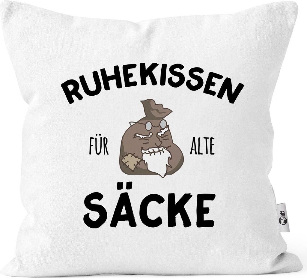 Kissen-Bezug Ruhekissen für alte Säcke Geschenk lustig Kissen-Hülle Deko-Kissen Baumwolle MoonWorks weiß unisize