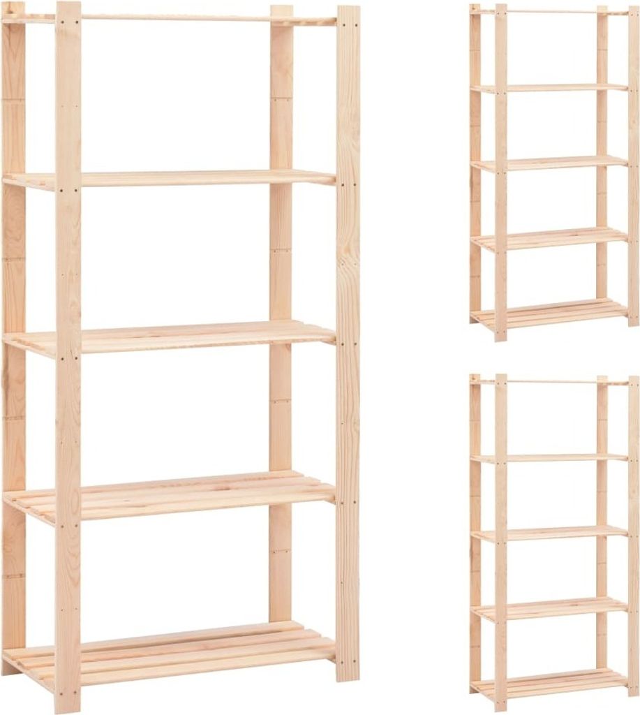 Lagerregale 5 Böden 3 Stk. 80x38x170cm Massivholz Kiefer 250kg