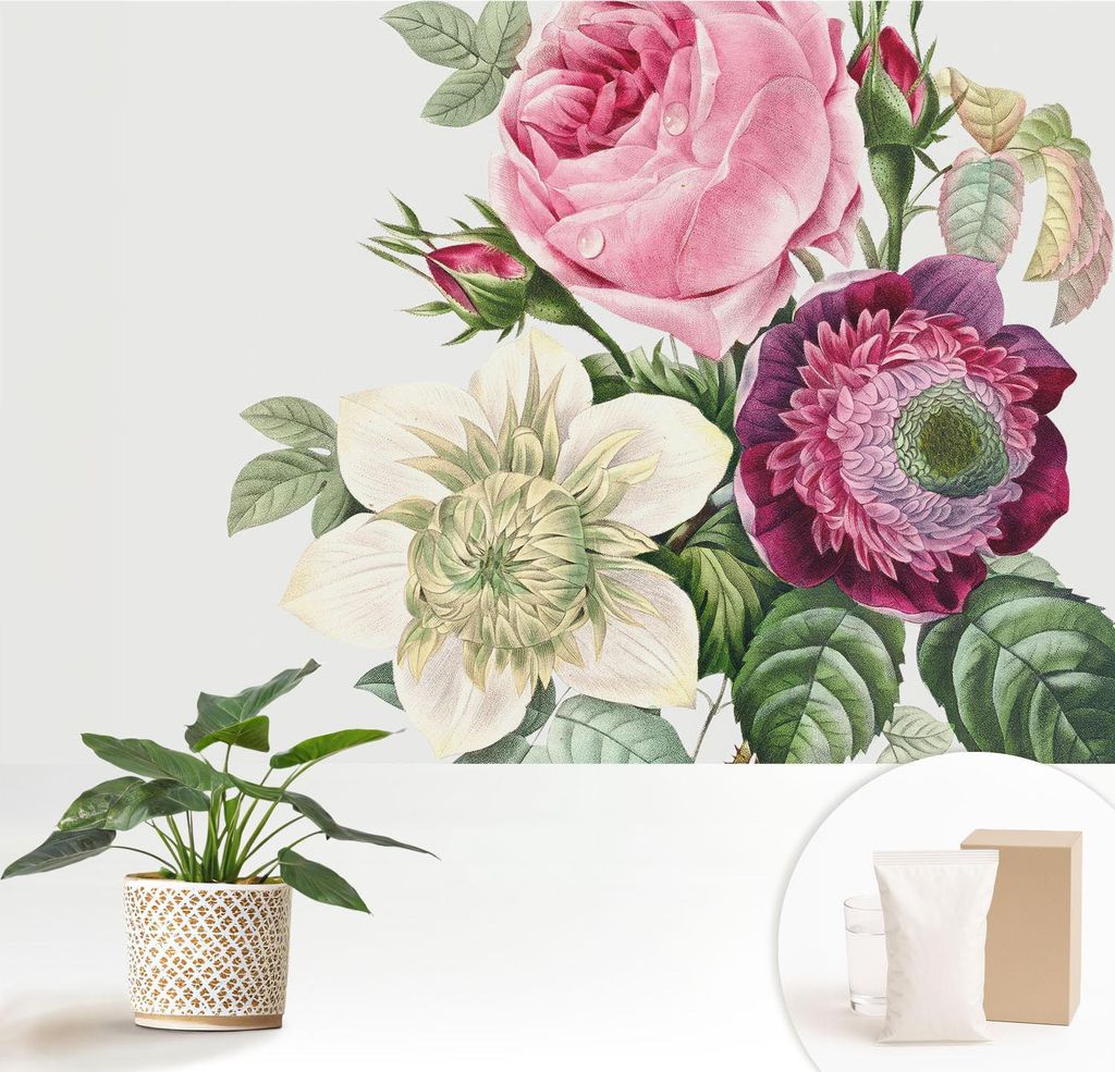Fototapete - 152x104 cm - Tapete - Wandtapete - Wandbilder - Dekofolie - Tapete Folie - Wand - Dekoration - Wohnzimmer - Blumenstrauß