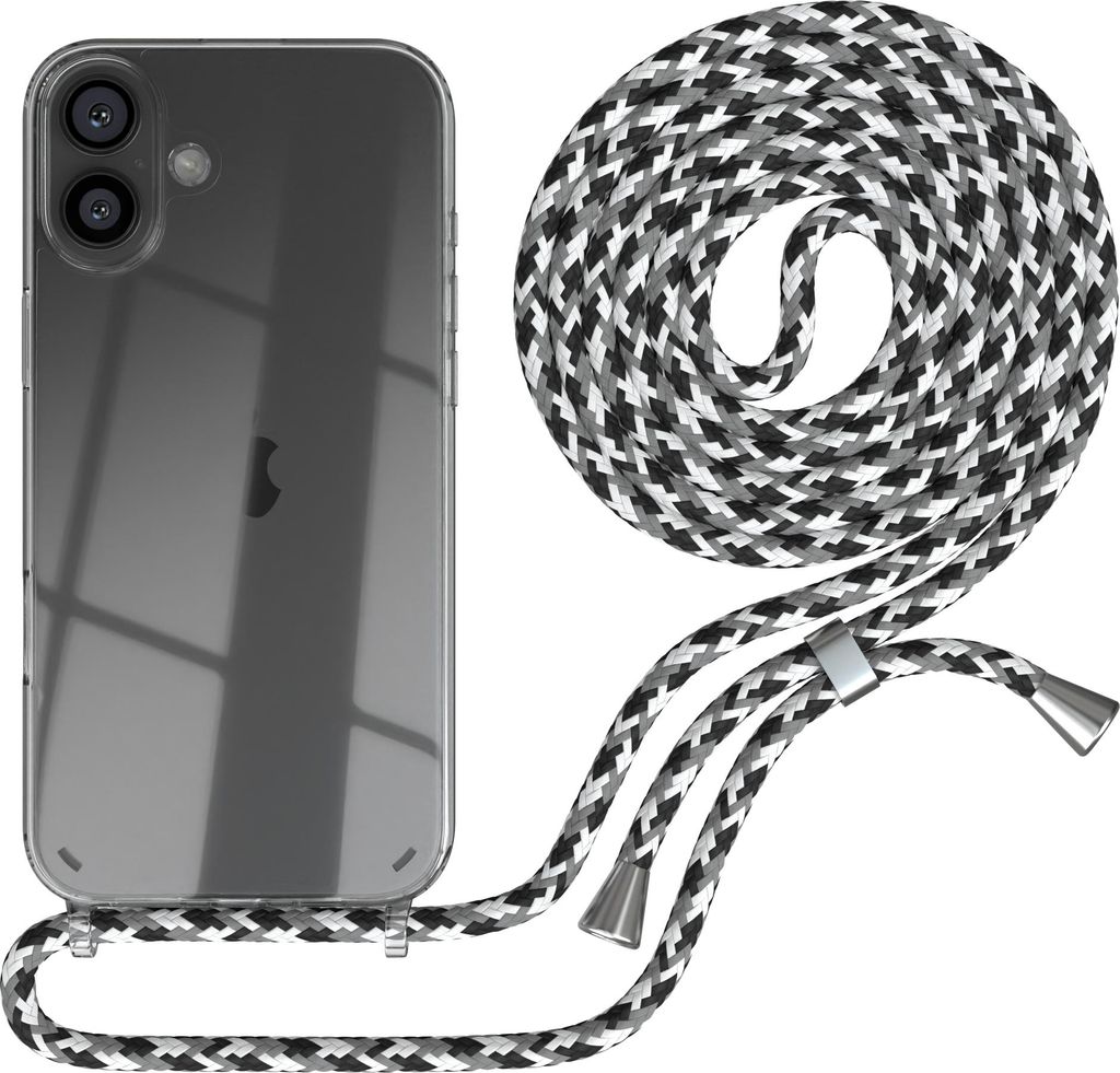 EAZY CASE Handykette mit Hülle für Apple iPhone 16 Plus Backcover Handykette, zum Umhängen in Schwarz