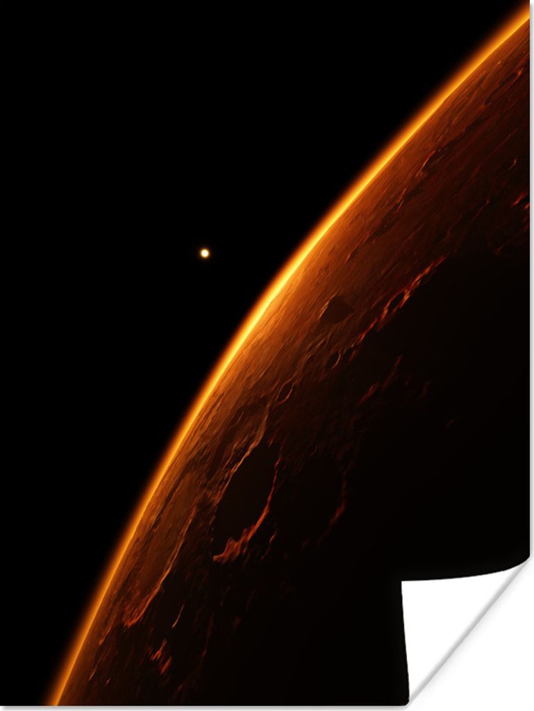 MuchoWow Poster Die Oberfläche des Mars vor einem dunklen Himmel 30x40 cm - Wandplakat - Poster Kinderzimmer
