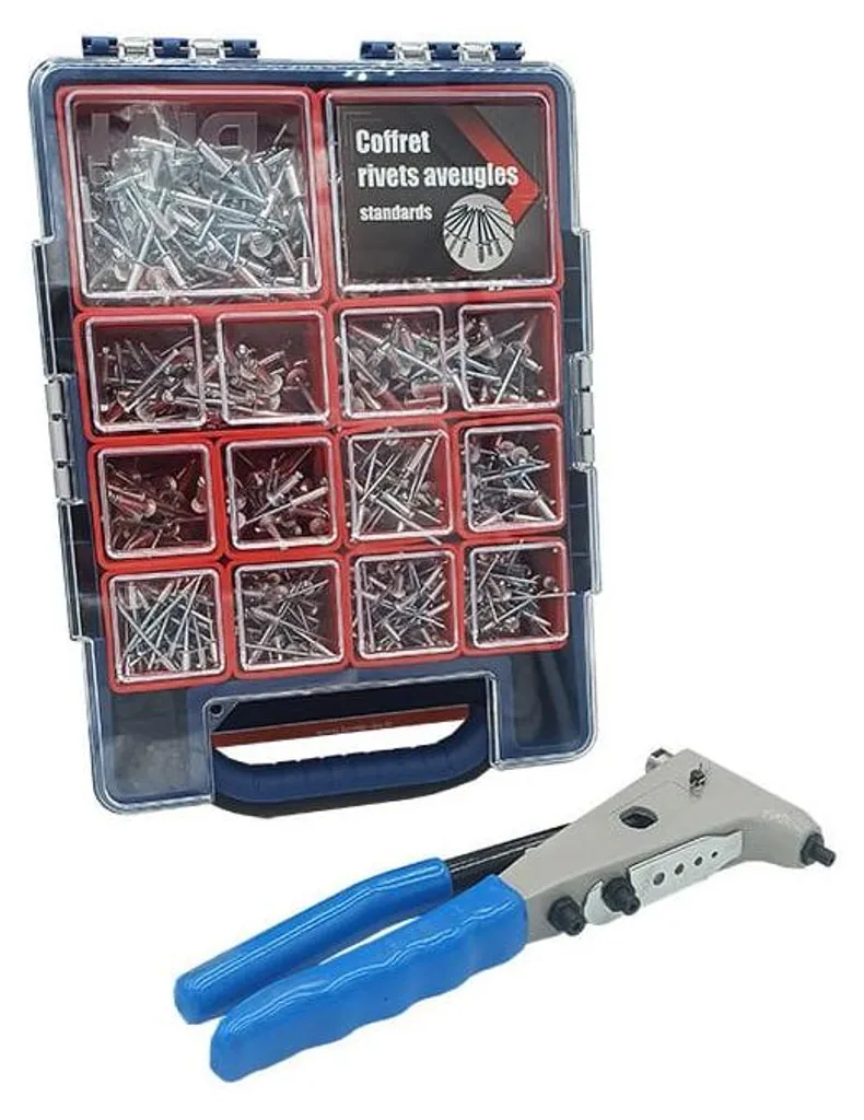 Coffret 815 Rivets Aveugles ALX TRS Alu-Acier avec Pince à Riveter D-Work
