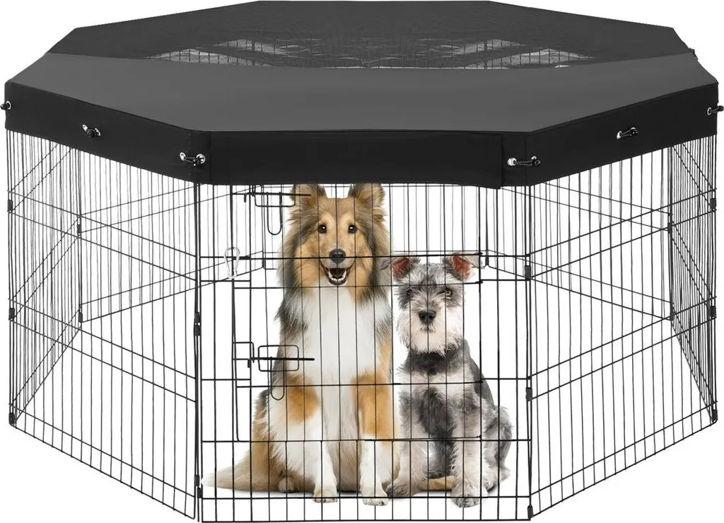 Parc de Parc pour Chien 8 Panneaux Métallique Pliable 30 Pouces H
