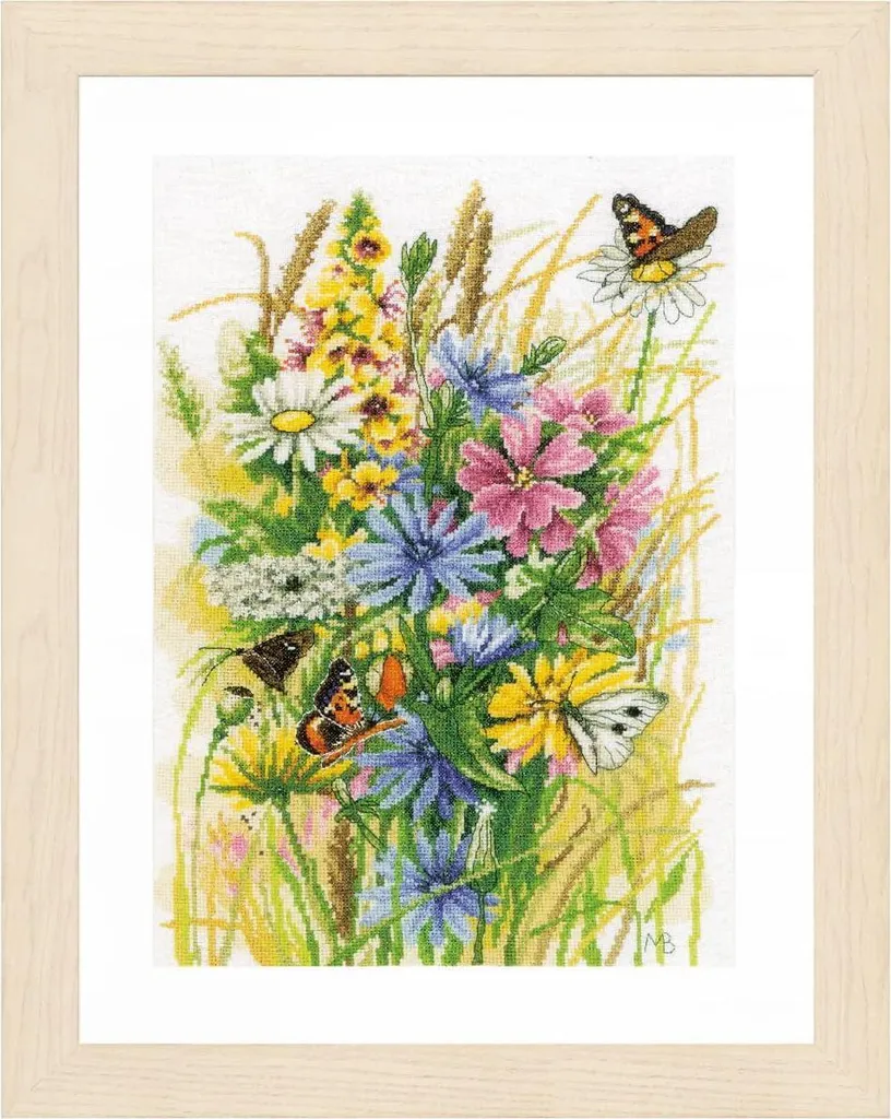 Broderie Point de Croix Compté Fleurs Sauvages sur Toile Aida Lanarte