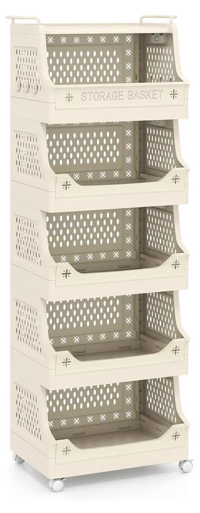 Organizzatore Bagno COSTWAY: Carrello con Ruote 6 Ripiani e Ganci