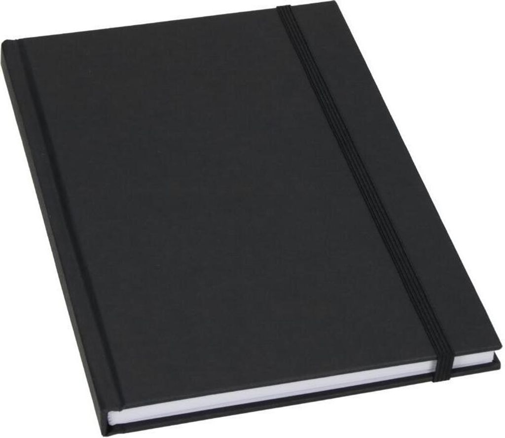 Notizbuch "Note" A5 - Robuste Notizbücher mit Gummiband und Papiersteckfach - Tagebuch für Bürobedarf und persönliche Notizen - Schwarz