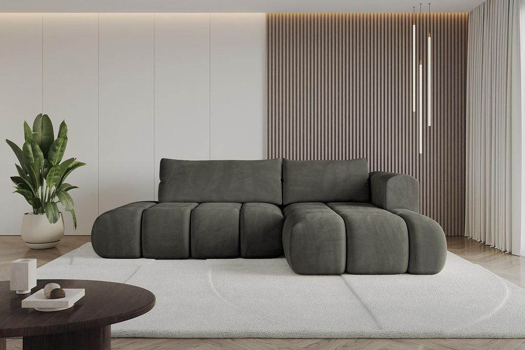 ALTDECOR Ecksofa mit Schlaffunktion und Bettkasten CLOUD-L 280x185x90 Schwarz - Corner Sofa Bett Eckcouch Couch L-Form Schlafcouch Ausziehbar Wohnl...