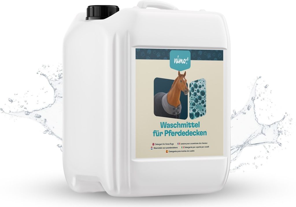 nimo Waschmittel für Pferdedecken | ohne Duftstoffe & Farbstoffe | für für atmungsaktive Synthetik- und Baumwolldecken | entfernt Kot- & Urinf...