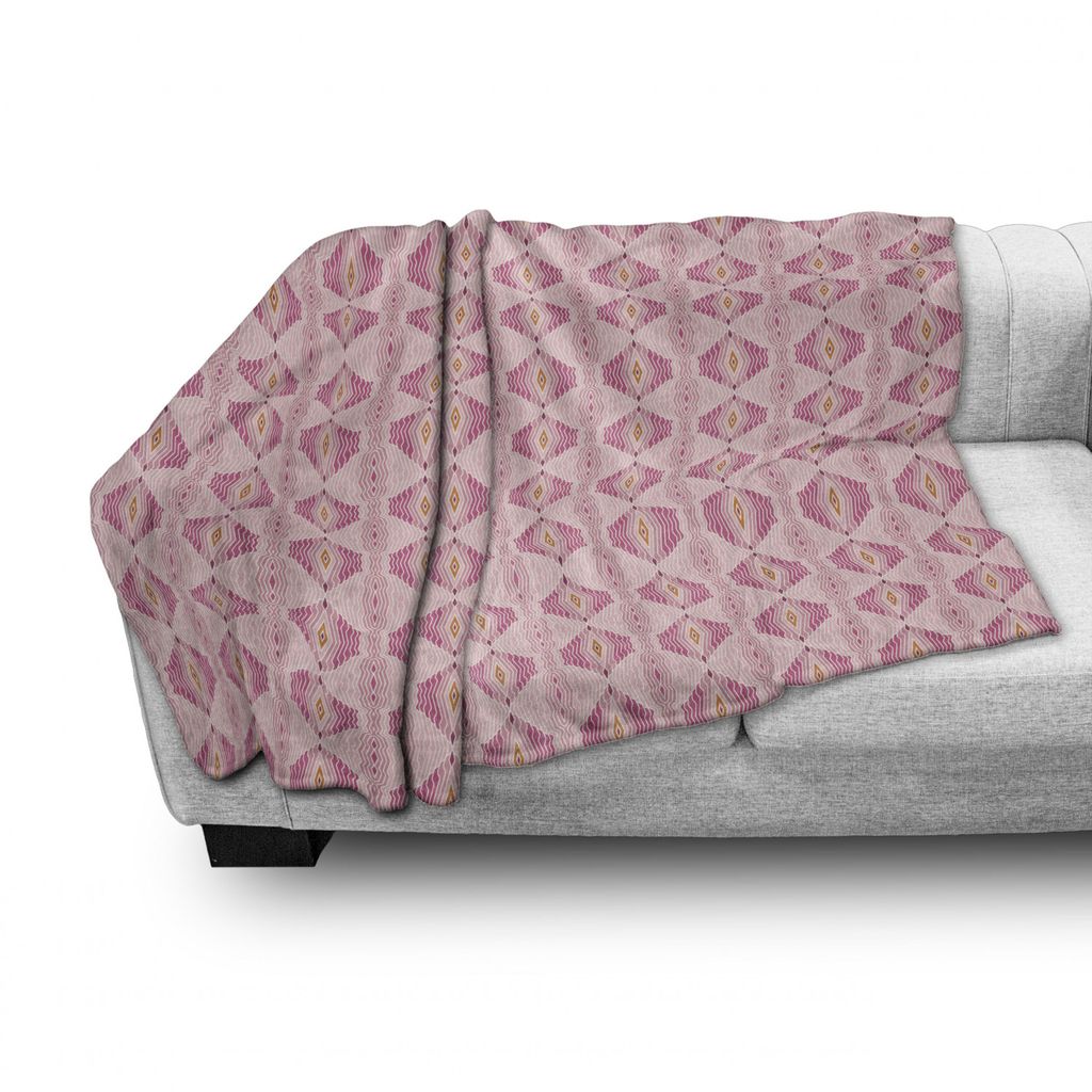 ABAKUHAUS Rosa Weich Flanell Fleece Decke, Wellenförmige Rhombus mit dünnen Linien, Gemütlicher Plüsch für den Innen- und Außenbereich, 125 x...