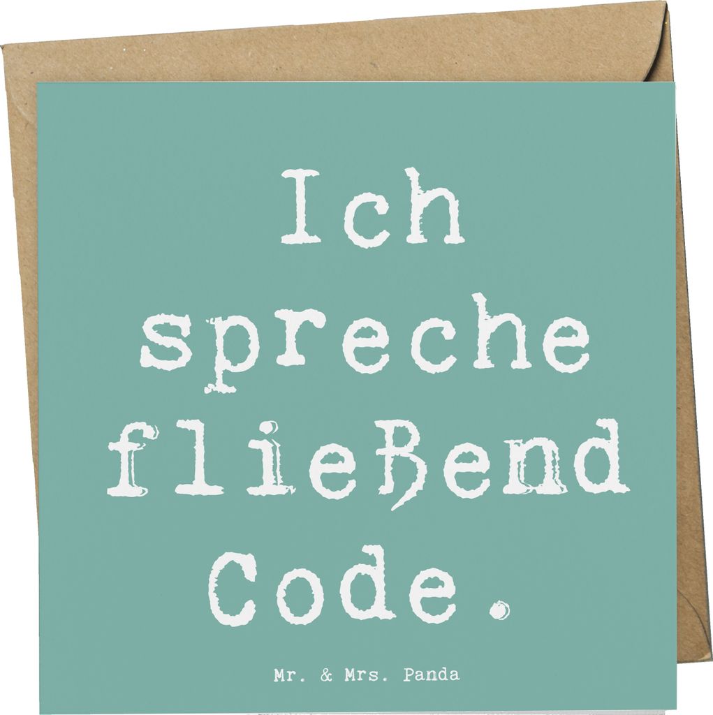 Mr. & Mrs. Panda Grußkarte Spruch Code Meister - Meeresbrise - Geschenk, anlasskarte, Programmierer, Klappkarte, Humor, Berufsleben, doppelkarte, ...