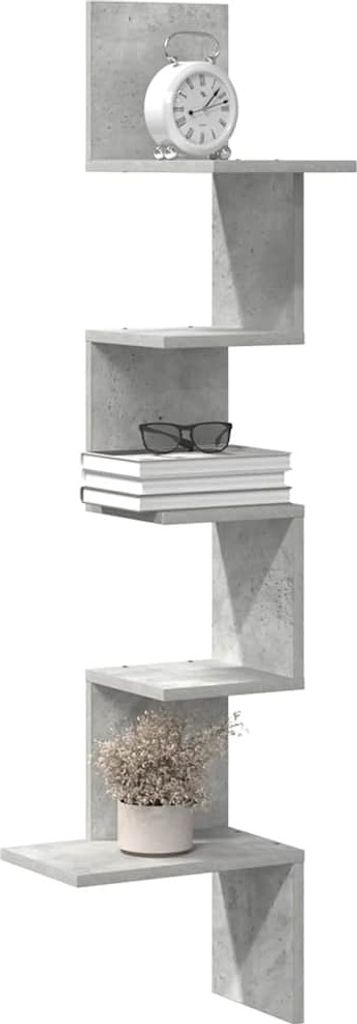 "im Angebot" Wand-Eckregal Betongrau 32x32x127,5 cm Holzwerkstoff - Wandregale CC24572