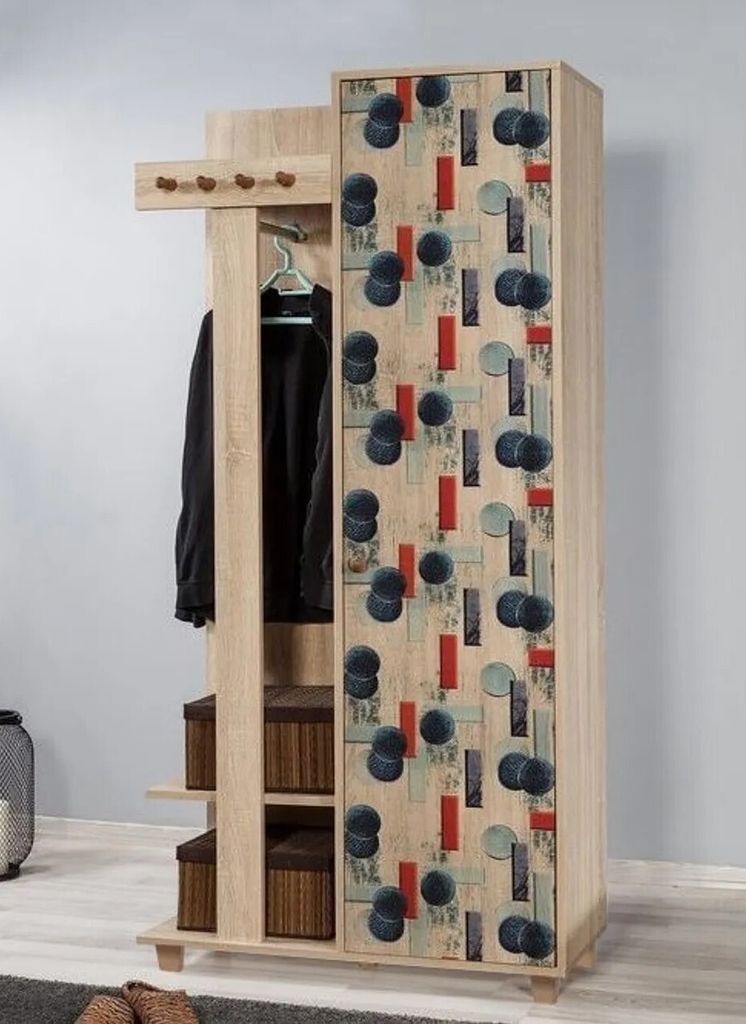 Skye Decor, Garmanto 90 - 520, Hallenstand, Sonoma-Eiche, 100 % MELAMINBESCHICHTETE SPANPLATTEN, 90 x 36 x 192 cm