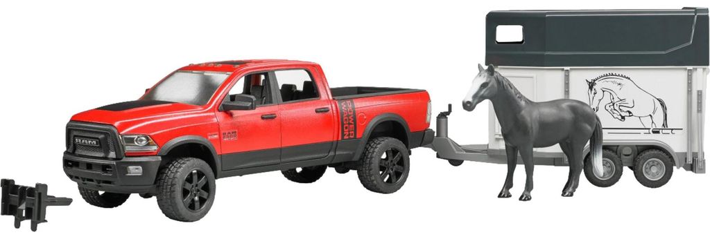 Bruder RAM 2500 Power Wagon s přívěsem pro koně a 1 koněm; Obrázek produktu 