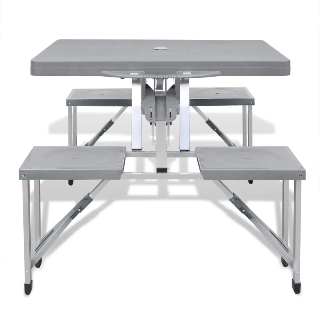 Set de table de camping pliable en aluminium et 4 chaises grises légères - 3