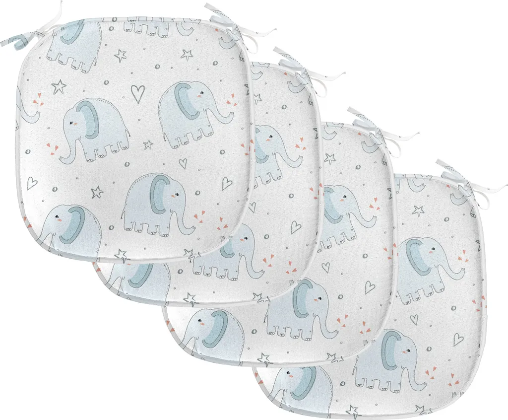 ABAKUHAUS Coussin Chaise Éléphant 40x40 cm Lot de 4 Bleu Bébé
