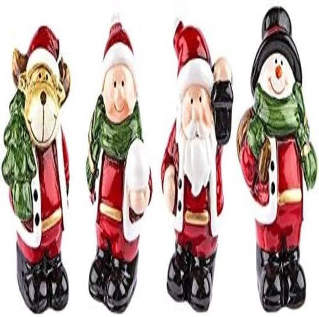Statuettes de Noël pour table et bricolage : kit de 4 sujets en céramique