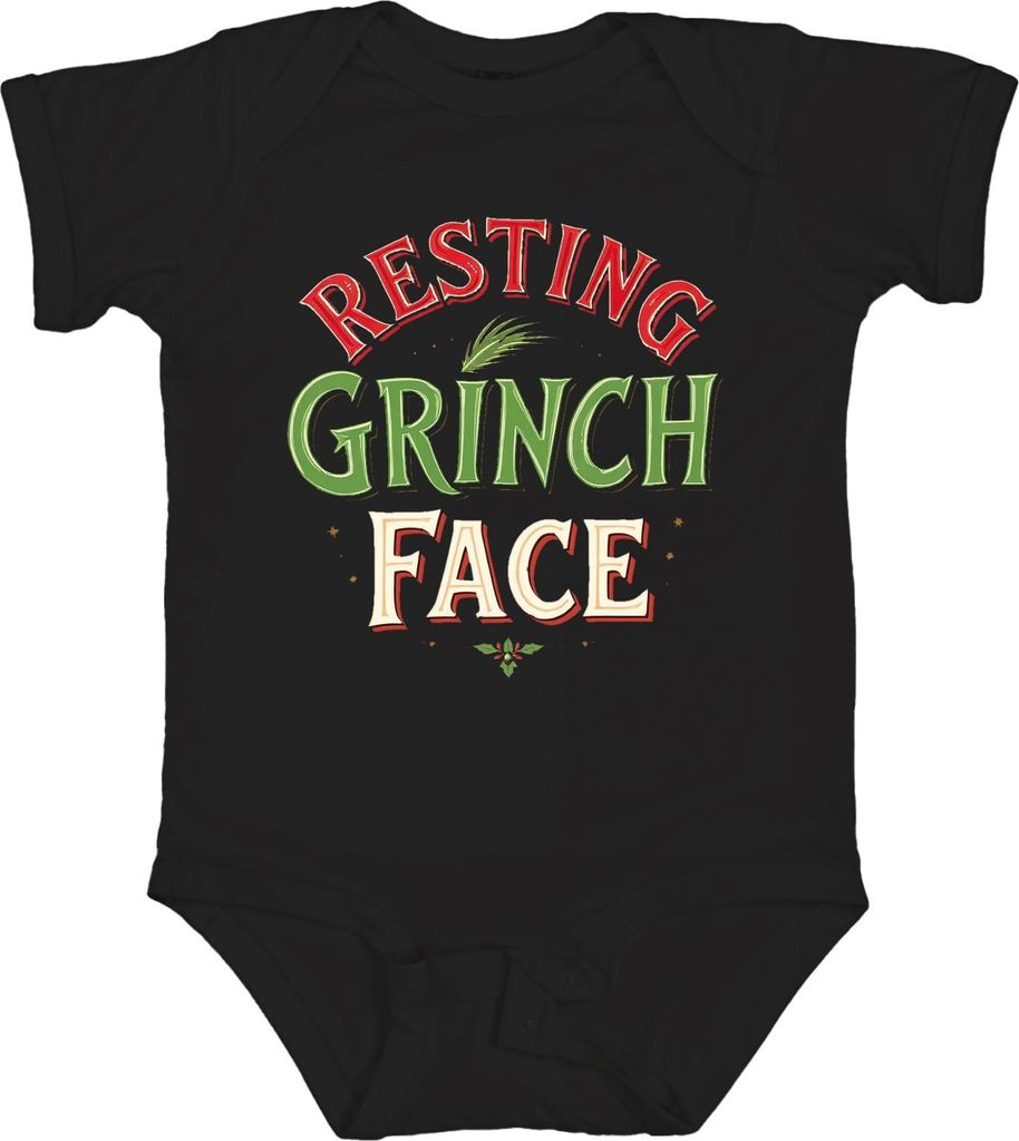 Resting Grinch Face Weihnachten lustig Geschenk Retro Grinchmas Unisex Baby Body, Schwarz, 6/12