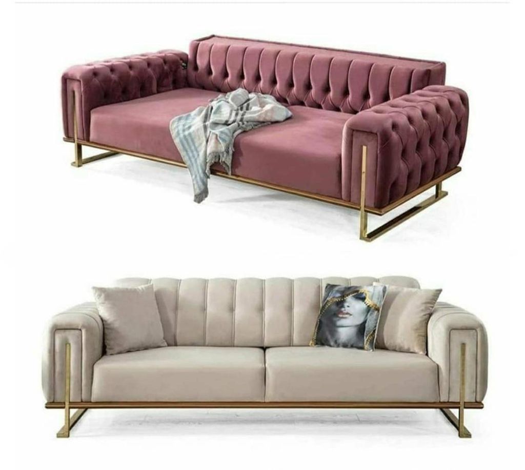 Rosa Chesterfield Sofa Wohnzimmer Dreisitzer Polster 3-Sitzer Couch