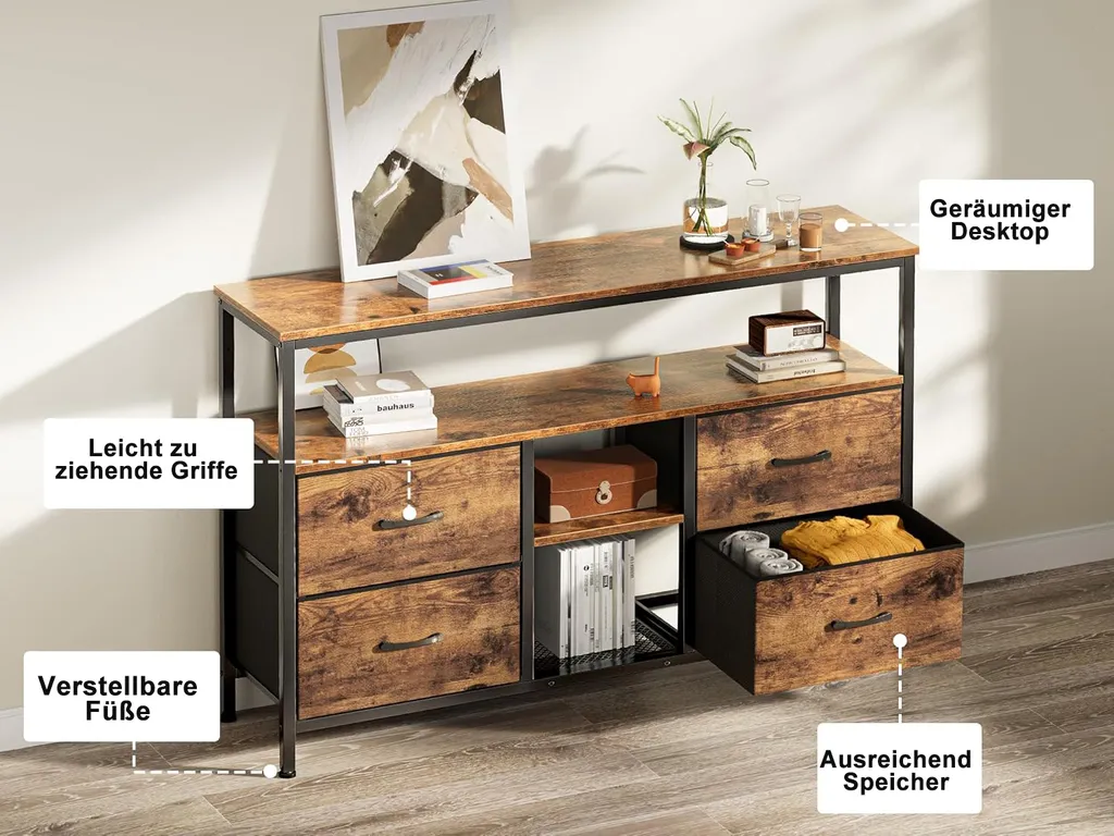 Mobile Contenitore Robusto ProximaX: Legno, Metallo e LED - Duraturo - 7
