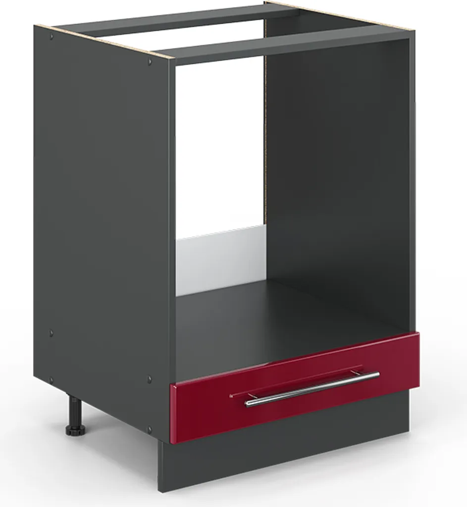 Vicco mobile per forno da incasso Fame-Line, 60 cm senza piano di lavoro, Rosso bordeaux lucido/Antracite