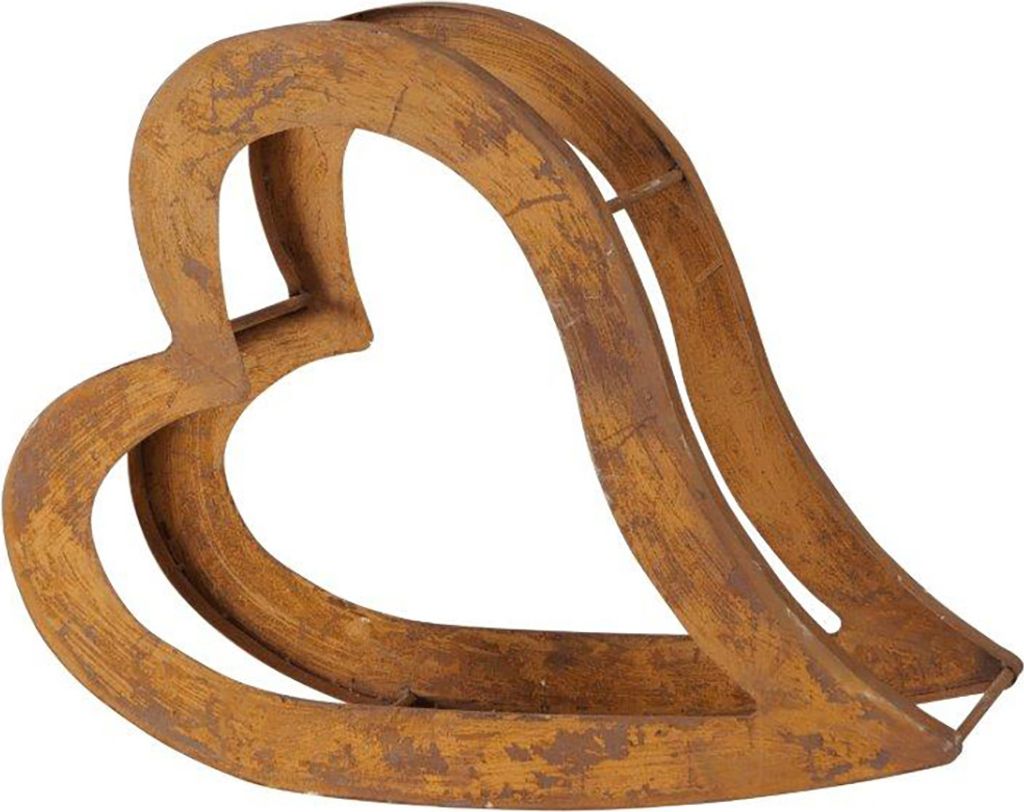 Kaminholzregal, Herz liegend, rostfarben, H 57 cm