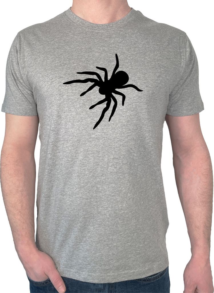 Huuraa Herren T-Shirt Spinne Silhouette S Sport Grey Bio Baumwolle Fairtrade Herrenshirt Geschenkidee