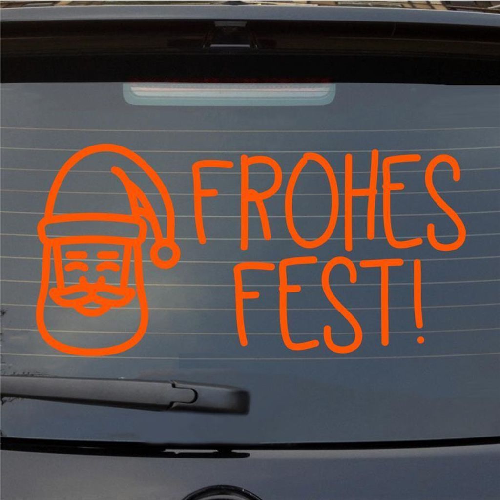 Heckscheibenaufkleber Fohes Fest Santa Claus Weihnachten Christmas 55x27 cm Orange Auto Aufkleber Sticker