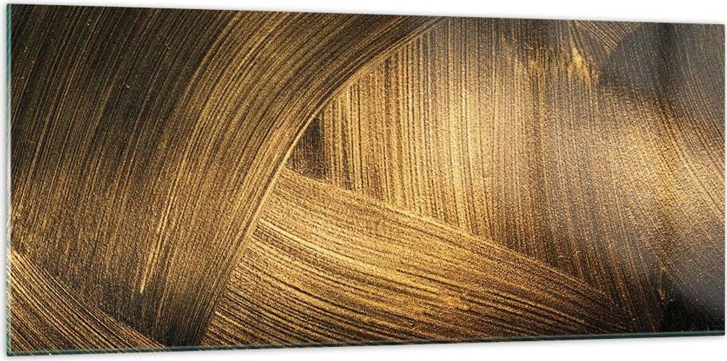 Bilder auf glas - Einteilig - Abstraktion Gold Textur - 120x50cm - Glasbilder - Wandbilder - Bilder - zum Aufhängen bereit - Wanddekoration aus Gl...
