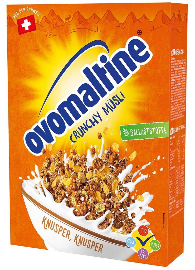 Muesli croccante Ovomaltine a base di malto d'orzo e cacao Immagine del prodotto 