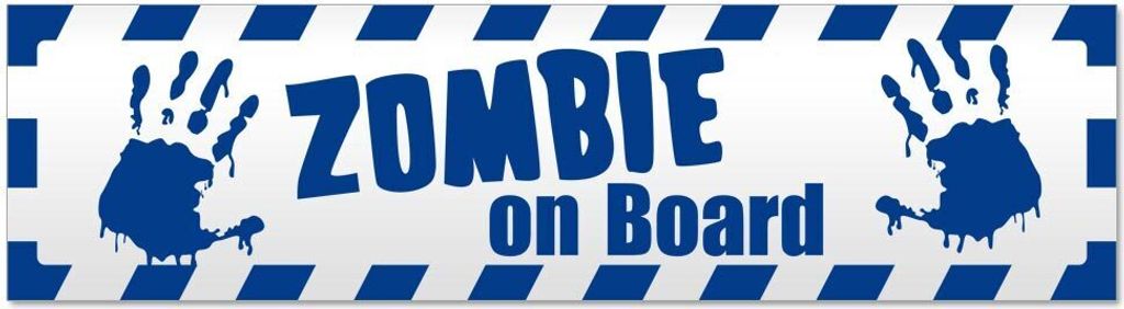 Kiwistar Zombie ob Board gestreift Magnetschild Schild magnetisch - 60cm Verkehrsblau - Magnetfolie für Auto PKW Kfz