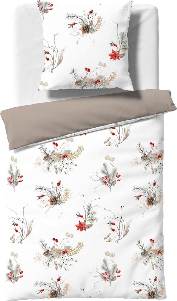 Fleuresse Wendebettwäsche braun-wollweiß 1x 155x220 cm + 1x 80x80 cm