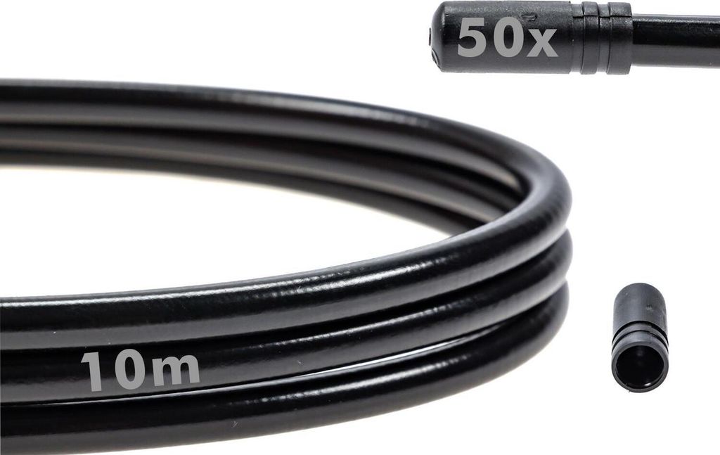 Set Promax Teflon Schaltzughülle 10 Meter 4mm Fahrrad Shimano Aussenhülle Endkappe Schaltzug