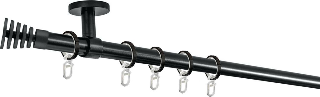 SN Deco - Stilgarnitur Gap, 19 mm, 1-Lauf, schwarz, 480 cm (3x160 cm inkl. Verbinder), Wand oder Deckenmontage