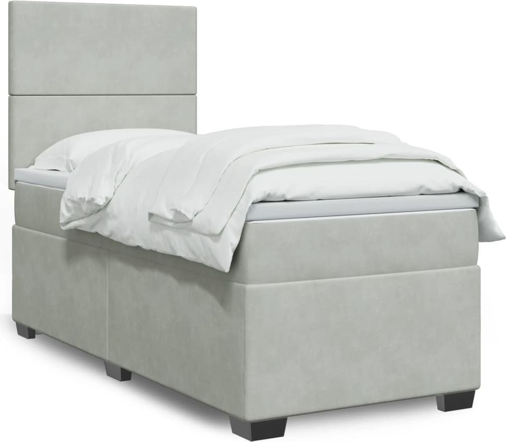 Maison Exclusive - Boxspringbett mit Matratze Hellgrau 90x200 cm Samt