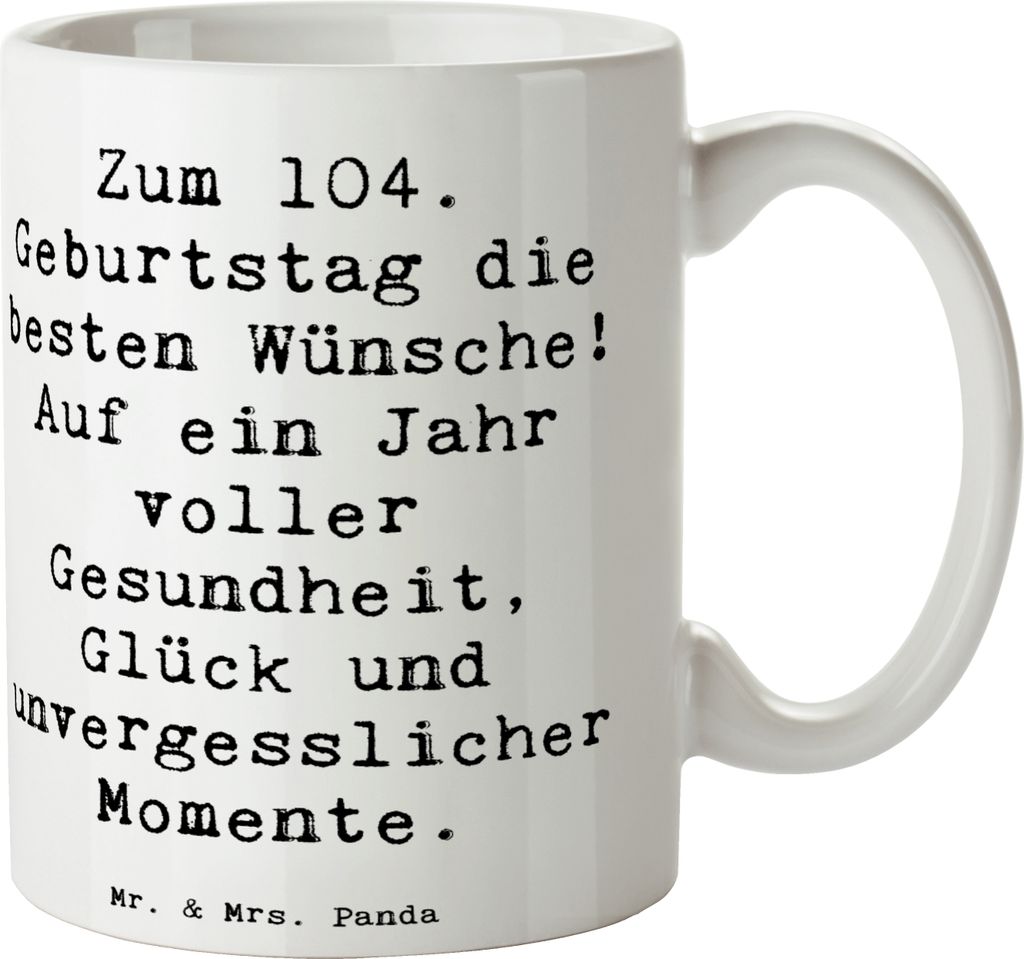 Mr. & Mrs. Panda cappuccinotasse Spruch 104. Geburtstag Glückwünsche - Weiß - Geschenk, Teetasse, Tasse, Becher, Kaffeetasse, Glückwunsch, Erin...