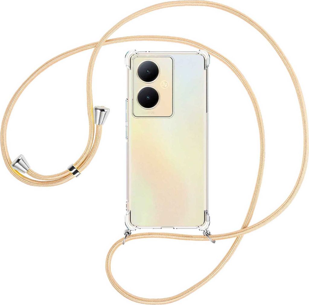 Handykette Backcover-Schutzhülle mit Band (Metall silberfarben) für vivo Y78 5G, Y78 Plus 5G, V29 Lite 5G - Goldkordel