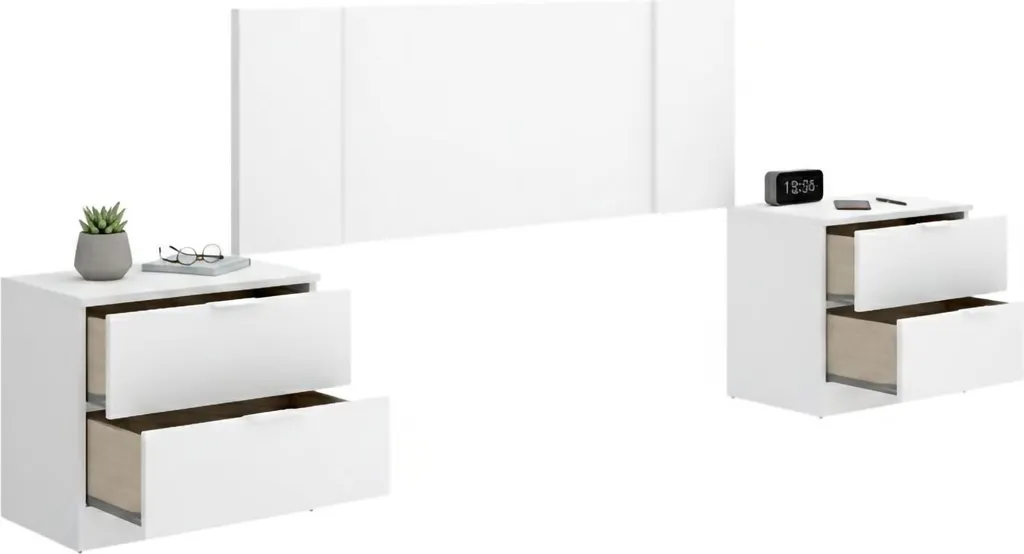 Tête de Lit Carson pour Chambre Adulte avec Tables de Nuit Blanches