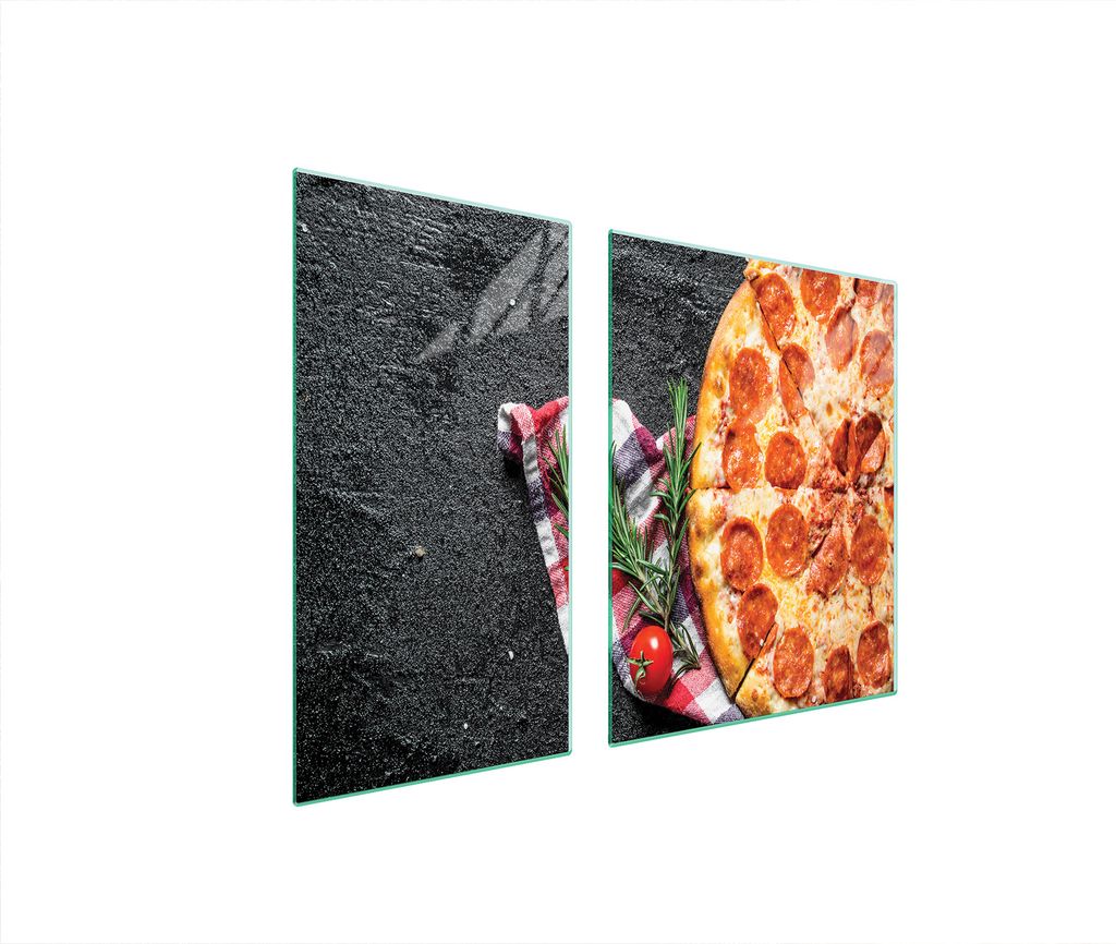 Herdabdeckplatten 2 teilig 90x52 Glaskeramikkochfeld Abdeckung Glas Schneidebrett Schiefer Pizza