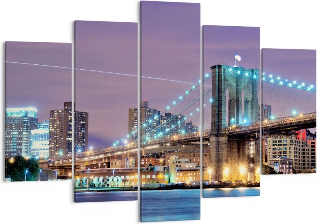 Bild auf Leinwand - Leinwandbild - Metropole Fluss Brücke Geschichte - 150x100cm - Wand Bild - Wanddeko - Leinwanddruck - Bilder - Kunstdruck - Le...