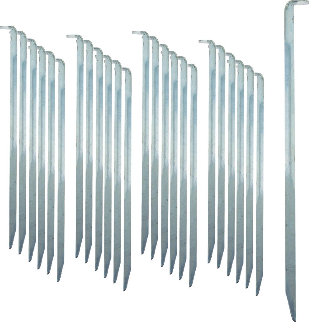 ToCi 24 x Zelt-Heringe | Stahl verzinkt 22 cm lang | lange und robuste Zelthaken Erdnägel für Camping und Outdoor | Sandheringe mit V-Profil