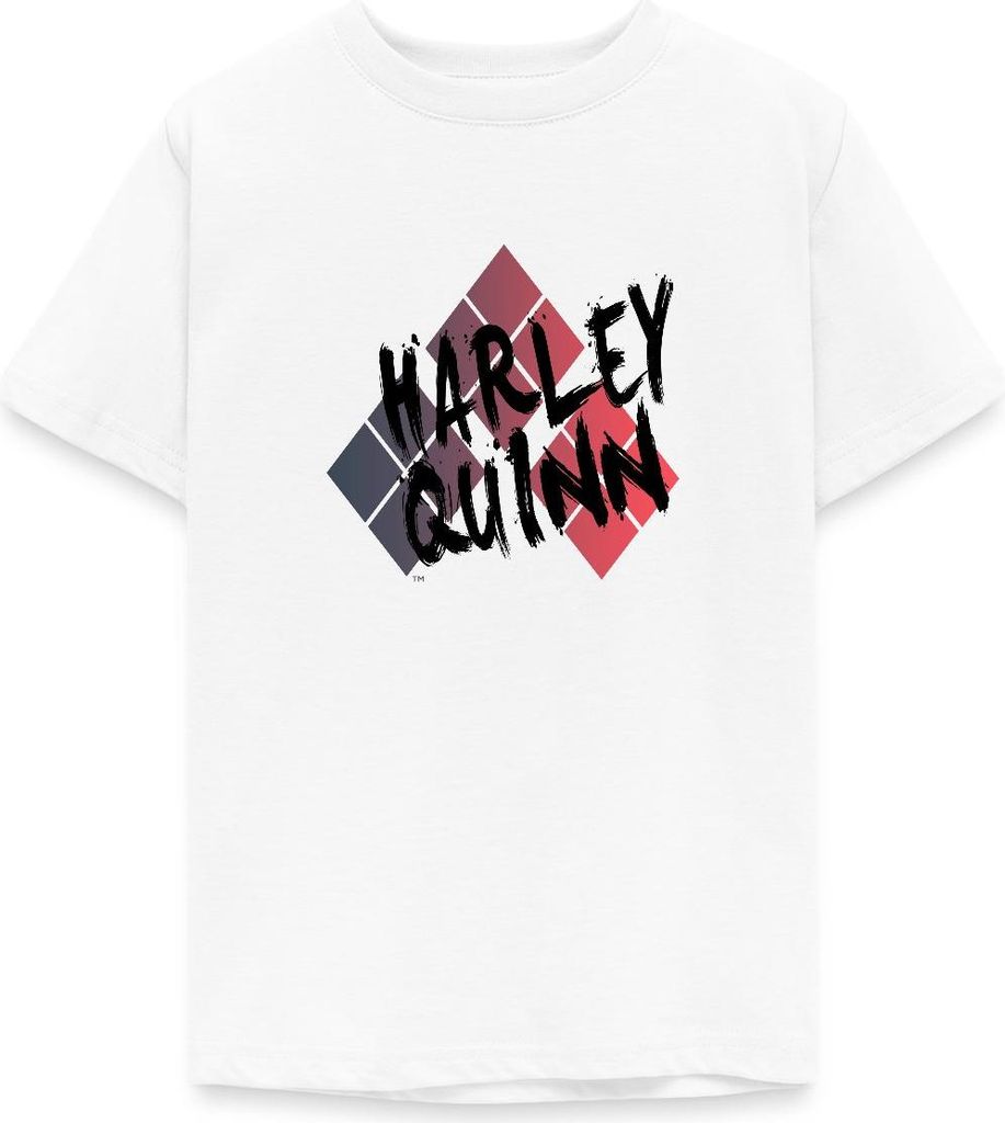 Spreadshirt Harley Quinn Rautenmuster Teenager T-Shirt, 152/164 (12-14 Jahre), Weiß