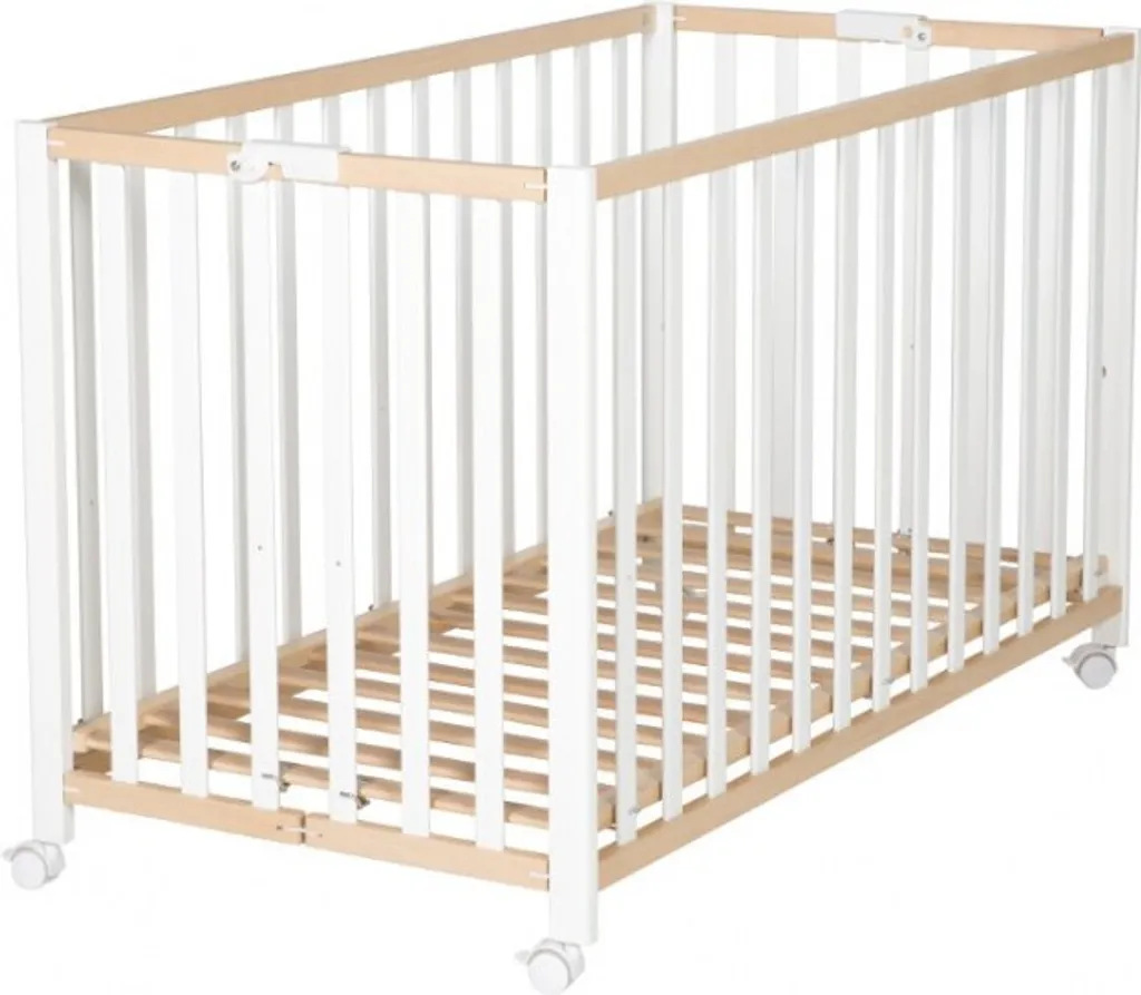 Lit pliable Roba 60x120 cm en hêtre massif - Sommier inclus et mobile