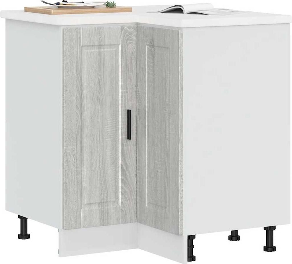 vidaXL Küchen-Eckunterschrank Porto Grau Sonoma Holzwerkstoff