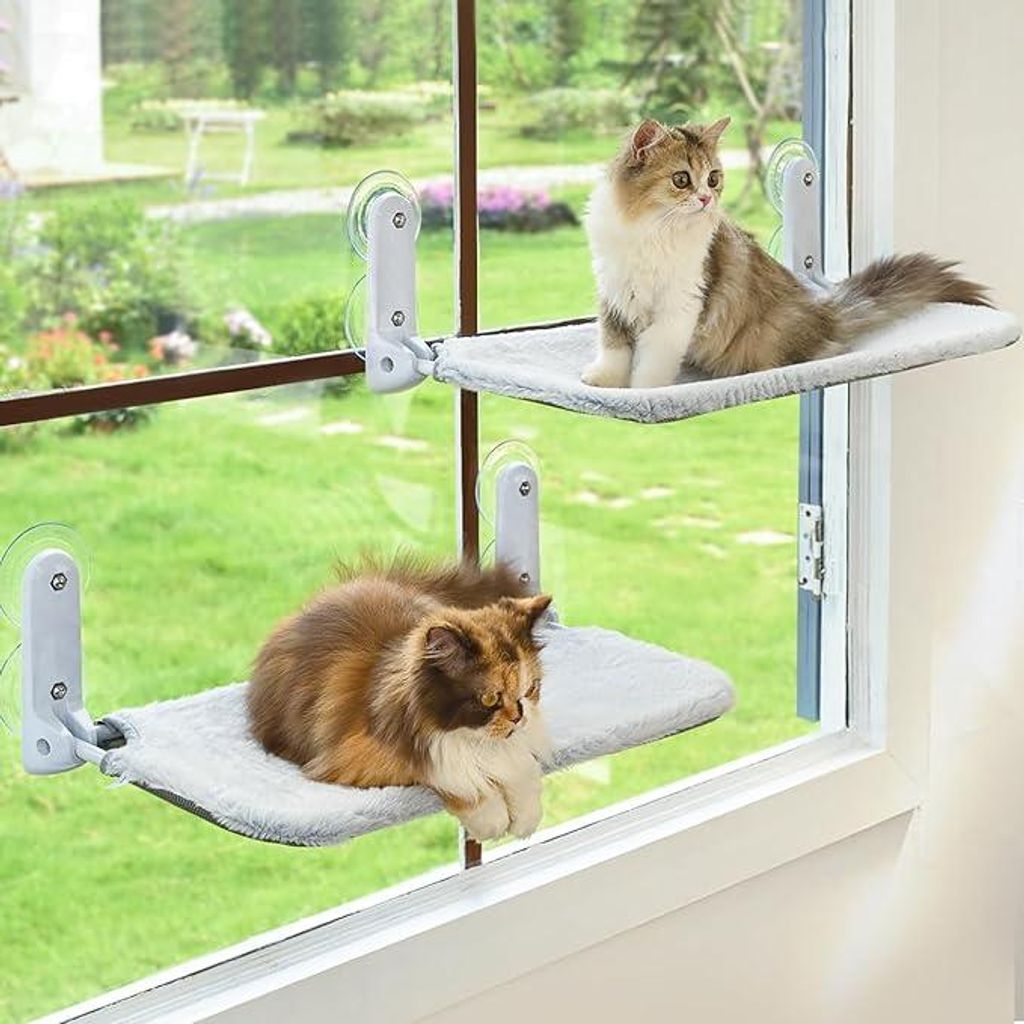 2er Set Schnurlose Katzenhängematte für Fenster, klappbar, Produktbild 