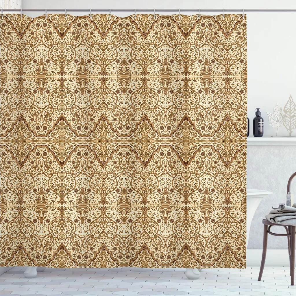 Tenda Doccia Antimuffa ABAKUHAUS 175x180 - Stile Arabo Crema Albicocca
