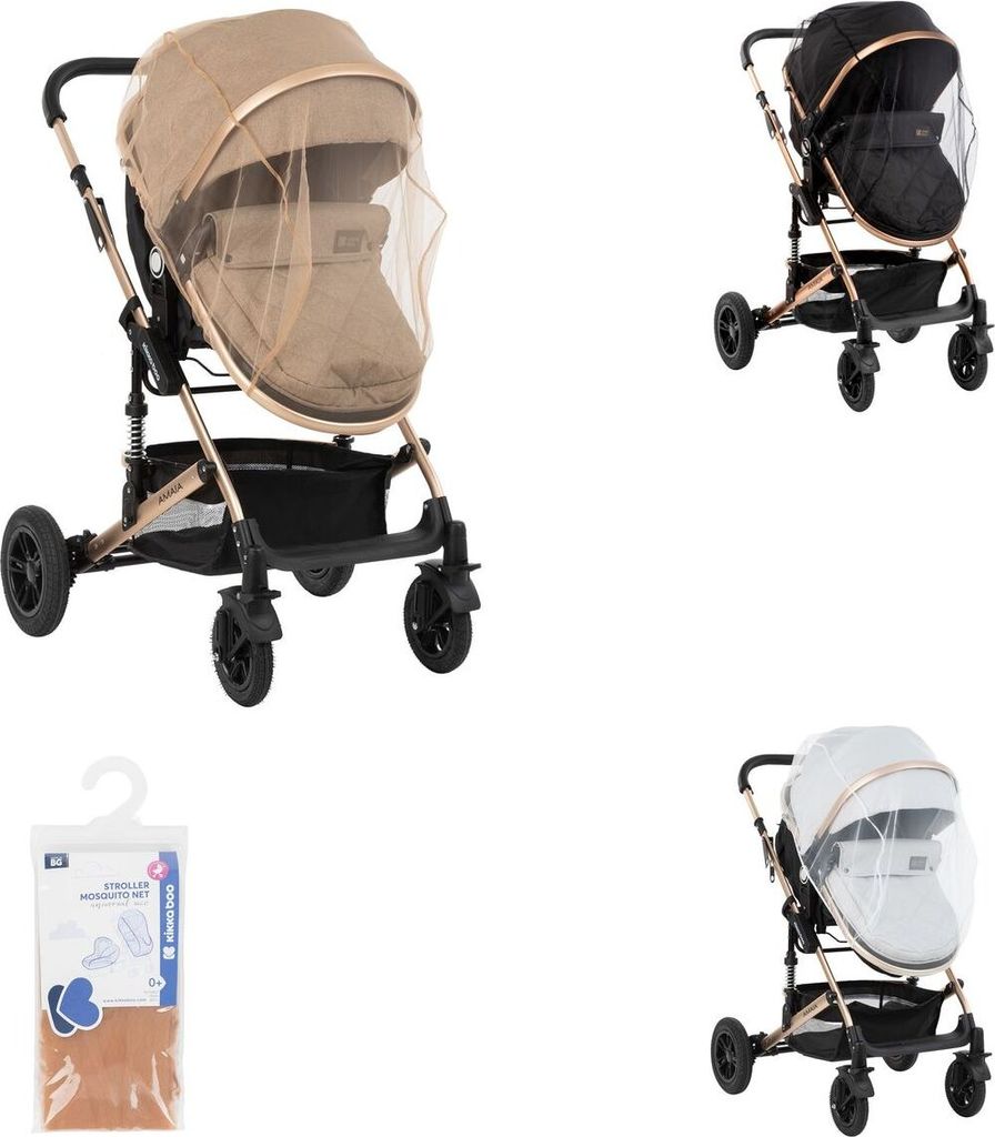 Kikkaboo Moskitonetz Kinderwagen, Insektenschutz, Universalgröße Mückennetz Tüll beige