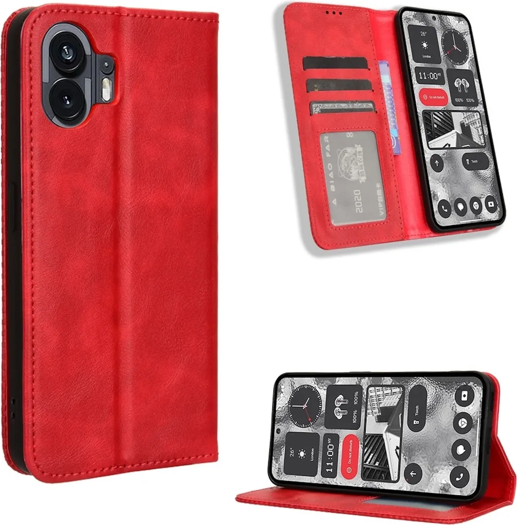 Custodia Rossa Nothing Phone 2 Texture Retrò | Wallet Case Super Cool